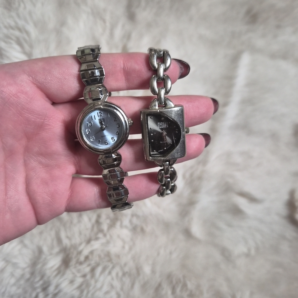 Vintage Y2K Watch Set Bundle Faded Glory Silver Tone Blue School Party Fun ✨️💫